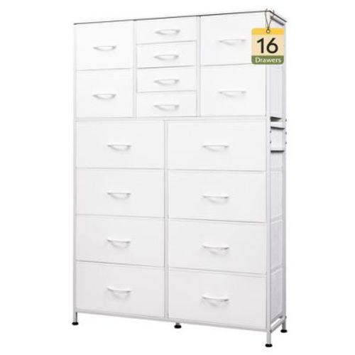 GALAXHERO 16-Drawer Tall Fabric Dresser Storage Tower with Steel Frame, Chest of Drawers Organizer Unit