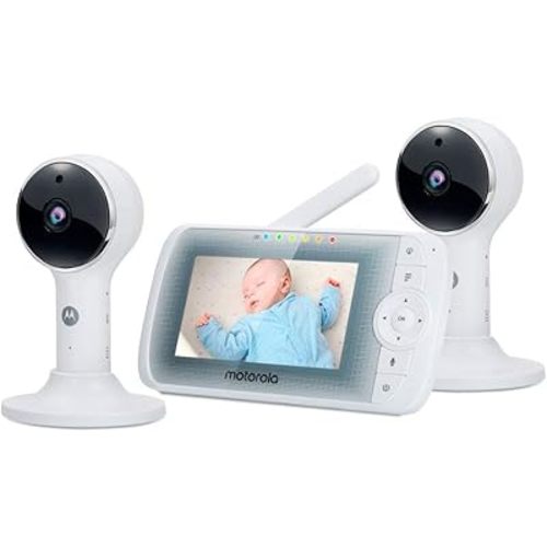 Motorola LUX65-2 by Hubble Connected Two Camera Video Baby Monitor - 5" Parent Unit and 1080p Wi-Fi Viewing for Baby, Elderly, Pet - 2-Way Audio, Night Vision, Digital Zoom