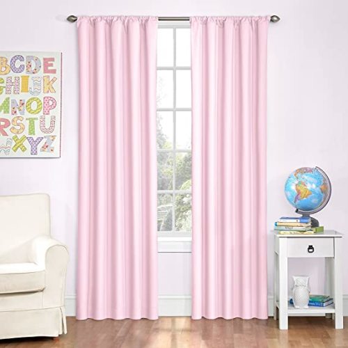 ECLIPSE Blackout Thermal Rod Pocket Window Curtain for Bedroom or Nursery (1 Panel) - 42 in x 84 in - Pink
