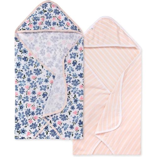 Burts Bees Baby Infant Hooded Towels Botanical Gardens Organic Cotton, Unisex Bath Essentials and Newborn Necessities, Soft Nursery Towel with Hood Set, 2-Pack Size 29 x 29 Inch