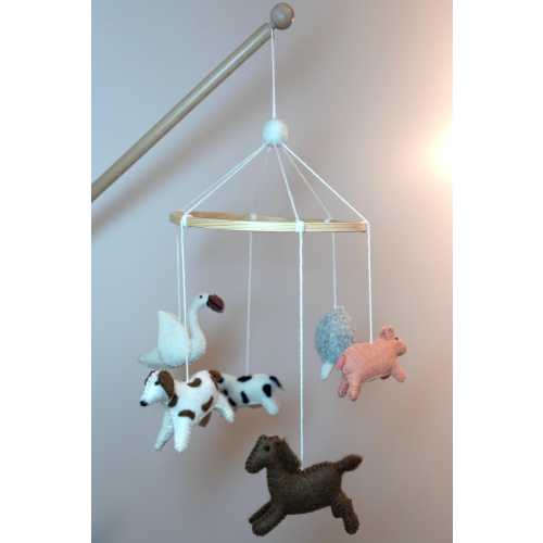 Farm Baby Mobile – Handmade Felt Crib Mobile for Nursery Decor | Farm Animal Mobile | Gender Neutral Baby Shower Gift
