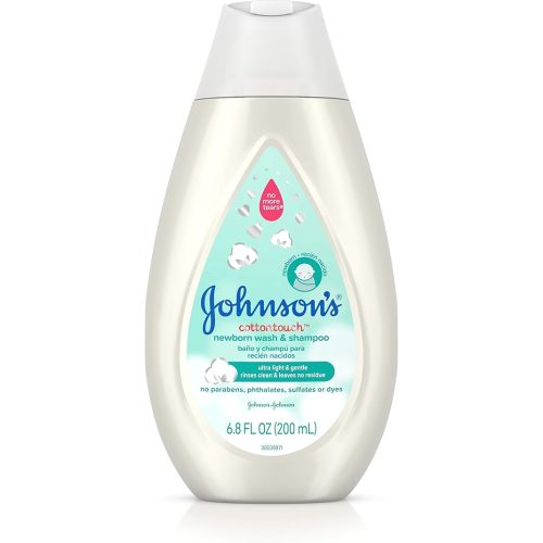 Johnson's CottonTouch Newborn Baby Wash & Shampoo, Made with Real Cotton, 6.8 fl. oz