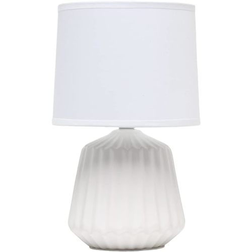 Simple Designs LT1120-OFF Petite Mini Pleated English Ceramic Base Table Lamp, Off White