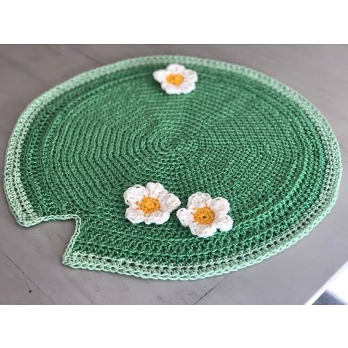 Handmade Lily Pad Newborn Crochet Blanket with Flowers