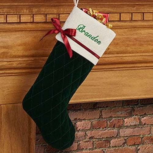 Winter Classic Personalized Quilted Christmas Stockings - Green