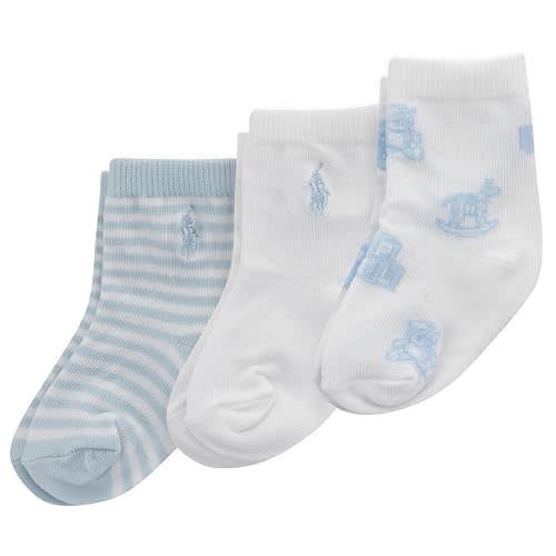 POLO RALPH LAUREN Baby Boys' Classic Socks-3 Pair Pack-Soft Cable and Tossed Cotton