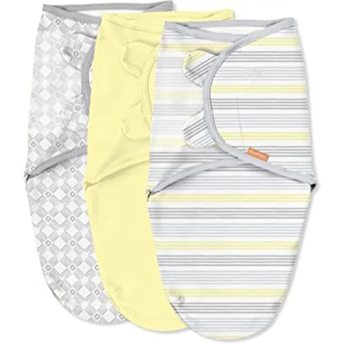 SwaddleMe Original Swaddle - Size Small/Medium, 0-3 Months, 3-Pack (Yellow Stripe) Easy to Use Newborn Swaddle Wrap Keeps Baby Cozy and Secure and Helps Prevent Startle Reflex