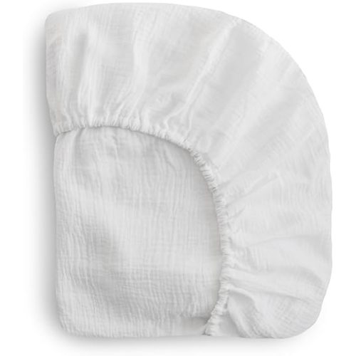 mushie Extra Soft Muslin Fitted MINI Crib Sheet | 24"x 38" (White)