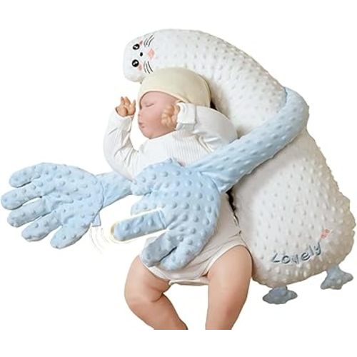 Baby Patter for Sleep, Baby Patting Pillow, Patting Soother Pillow for Sleeping for Newborn (Blue White)