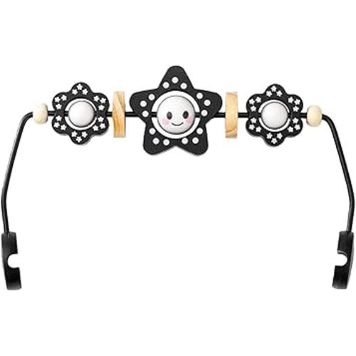 THE KENKYO Wooden Baby Bouncer Toy Bar Compatible with Baby Bjorn, Rotatable Bouncer Toy Attachment, Funny Sensory Toy for Newborn to Toddler, Easy to Attach and Remove (Black)