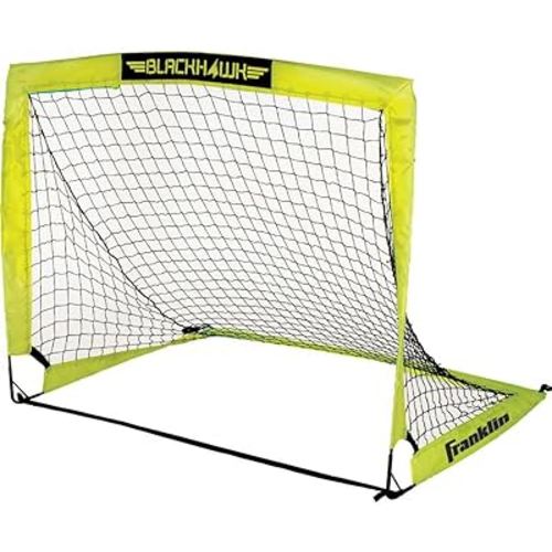 Franklin Sports Blackhawk Backyard Soccer Goal - Portable Pop Up Soccer Nets - Youth + Adult Folding Indoor + Outdoor Goals - Multiple Sizes + Colors - Perfect for Games + Practice