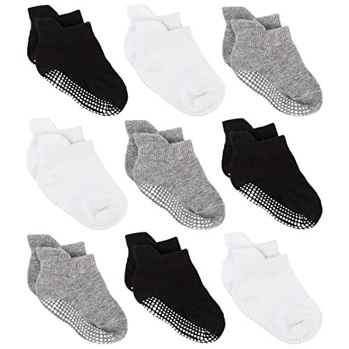 Zaples Baby Non Slip Grip Ankle Socks with Non Skid Soles for Infants Toddlers Kids Boys Girls
