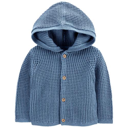 Baby Hooded Cotton Cardigan - Style,Blue