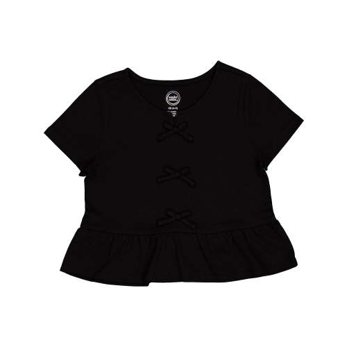Wonder Nation Girls Short Sleeve Bow Front Top, Sizes 4-18 & Plus