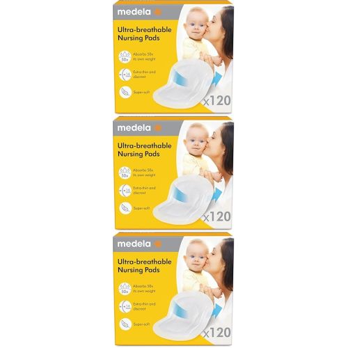 Medela Ultra-Breathable Nursing Pads, Highly Absorbent, Super Soft, Discreet Design for Comfortable Wear, Pack of 360