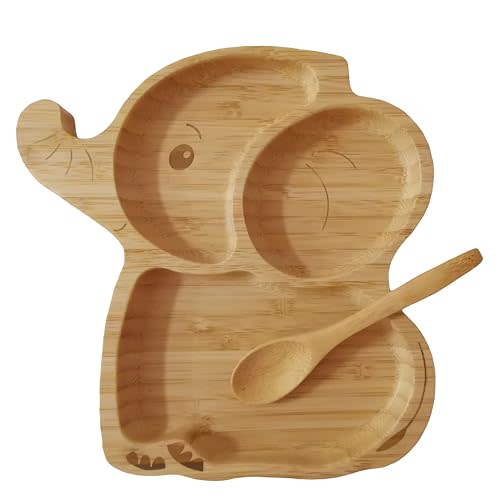 kep-Mve Bamboo Baby Plates for Snacks,Baby Essentials Of Toddler Plates,Eco-Friendly Cute Elephant Design baby Feeding Supplier