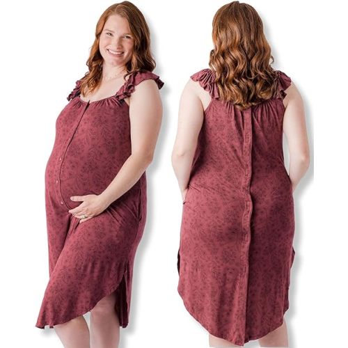 Kindred Bravely Labor and Delivery Gown, 3 in 1 Hospital Gowns for Women Labor Delivery, Ruffle Straps