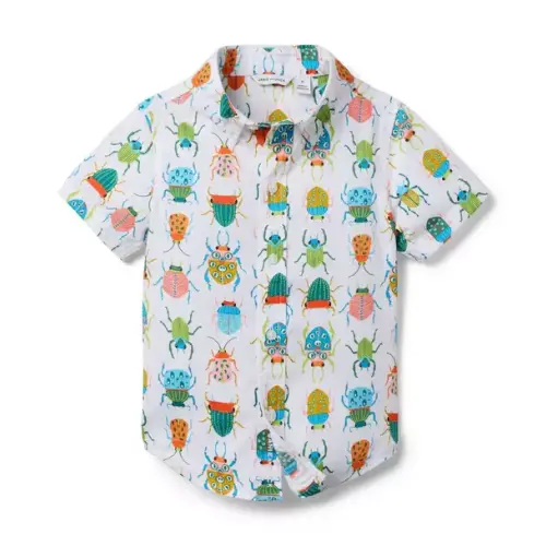 Boy White Bug Friends The Poplin Shirt by Janie and Jack
