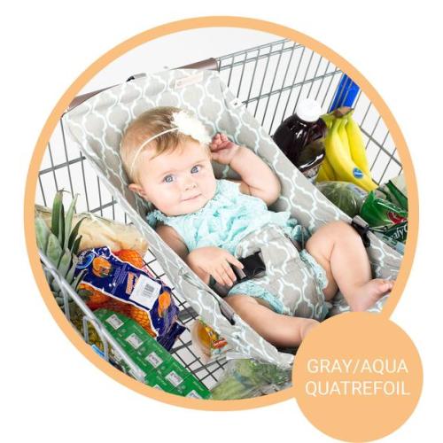Free-Shipping, Baby Shopping Cart Hammock - Grey/Aqua | Binxy Baby
