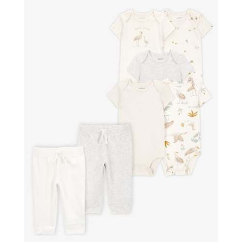 Baby 7-Piece Short-Sleeve Bodysuits & Pull-On Pants Set - Ivory | Carter's