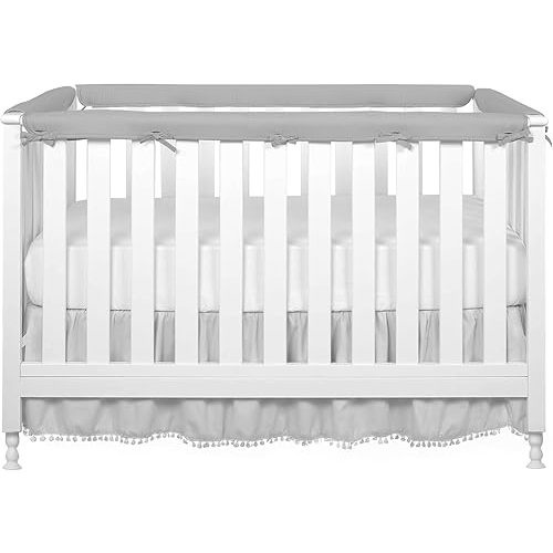 Upgraded 4 PCS Bed RailGuard Cover, Soft Anti-Collision Strip Corner Cover in Cotton Fabrics, Protect Baby Teeth and Save Rails, Rail Edge Protector Strip Fits 52" x 28" 4 Sides Full-Size Bed, Grey