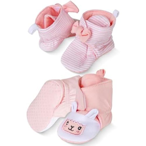Rising Star Unisex-Baby Fleece Boots Girls 0-12 Months Non Slip Grippers Slippers That Stay on Snow