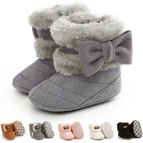 Ohwawadi Infant Baby Boots Boys Girls Cozy Fleece Slippers Snow Boots Winter Baby Girl Shoes Warm Baby Crib Footwear for Newborn Toddlers