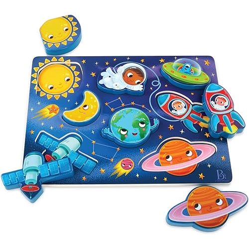 B. toys- Peek & Explore - Outer Space- Chunky Puzzle – Puzzle for Toddlers, Kids – Space Puzzle – Planets, Astronauts, Spaceships – 2 Years +