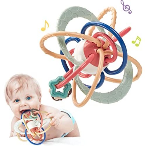 hahaland Baby Teething Toys for Babies 0-6 Months Baby Toys 0-6 Months Baby Toys 6 to 12 Months 4 Textures Infant Toys Baby Toys 0-3-6-12 Months Baby Teether Boy Gifts Toys