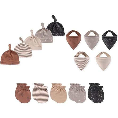 15 Pack Unisex New Born Boy Girls Hats Mittens Sets Cotton Soft Infant Accessory 0-6 Months Baby Essentials