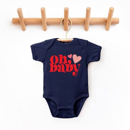 The Juniper Shop Oh Baby Heart Baby Bodysuit - Newborn - Navy