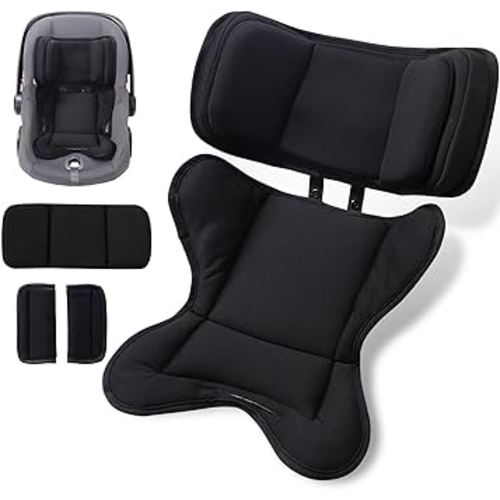 Infant Insert Compatible with Doona, Graco, Britax, Chicco, Evenflo Car Seat, Adjustable Baby Head Body Support Cushion for Newborn to Toddler, Fits Infant Car Seat and Stroller (Black)