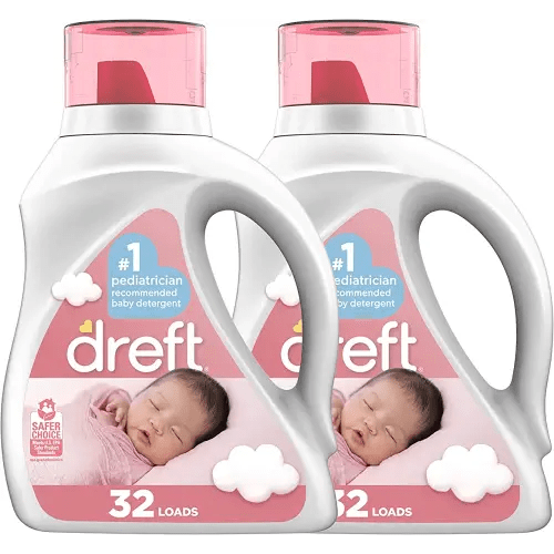 Dreft Stage 1: Newborn Hypoallergenic Baby Laundry Detergent Liquid Soap (HE), Natural for Baby, Newborn, or Infant, 46 Fl Oz, (Pack of 2)