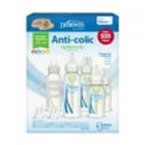 Dr. Brown's Anti-Colic Newborn Baby Bottle Gift Set, Clear with Gray, Plastic
