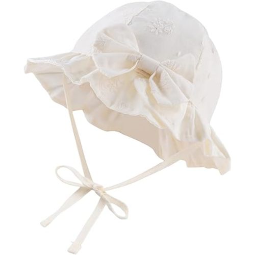 JANGANNSA Bow Baby Girls Summer Hat Flower Toddler Girls Sun Hat Cotton Breathable Infant Hat