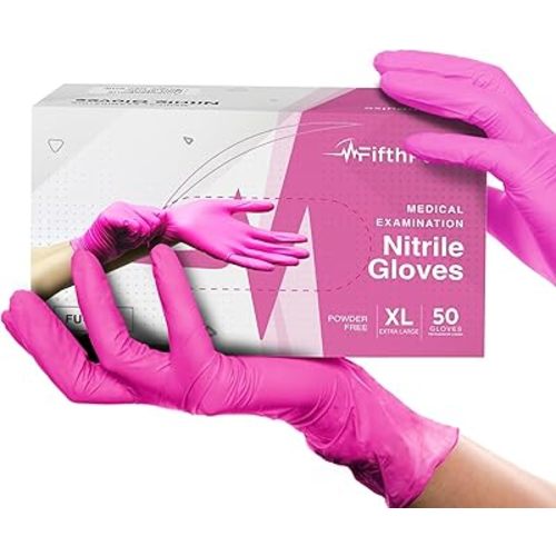 Fuchsia Hot Pink Nitrile Disposable Gloves - 50 Count - 3 Mil Nitrile Gloves X Large - Powder and Latex Free Rubber Gloves - Surgical Medical Exam Gloves - Food Safe Cooking Gloves