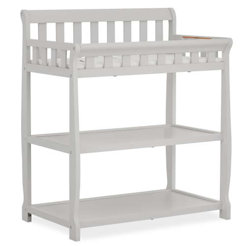 Dream On Me Ashton Changing Table, New Zealand Pinewood, 1 inch Mattress Pad included, Grey