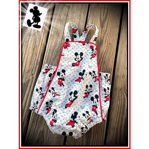 FREE SHIPPING! Vintage Style Baby Romper for Boy or Girl Inspired by Mickey Mouse