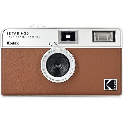 KODAK EKTAR H35 Half Frame Film Camera, 35mm, Reusable, Focus-Free, Lightweight, Easy-to-Use (Brown) (Film & AAA Battery are not Included)