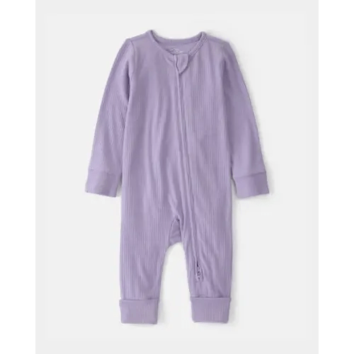 Baby Girl 2-Way Zip PurelySoft Sleep & Play Pajama - Purple | Carter's
