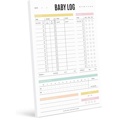 Bliss Collection Newborn Baby Log, Daily Tracker to Monitor and Journal Baby Feeding, Sleep and Activity, Book Includes Easy to Fill in Pages, 6"x9" Schedule (50 Sheets)
