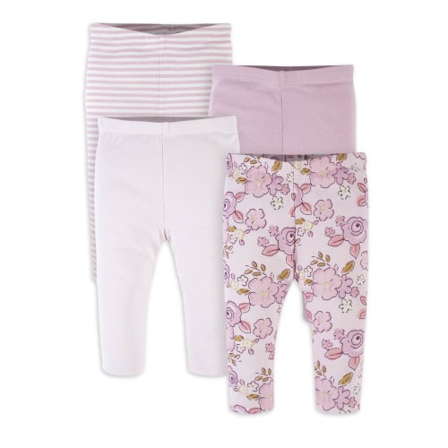 Gerber Baby Girl Pants, 4-Pack (Newborn-24 Months)