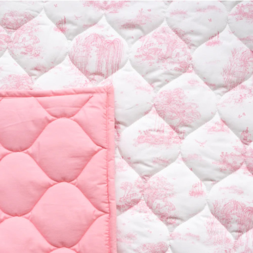 Spring Toile Pink Quilted Playmat - Organic Cotton Baby Playmat – The Gilded Bird US