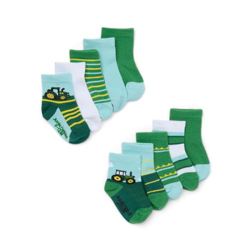John Deere Toddler Boys Flat Knit Crew Socks, 10-Pack