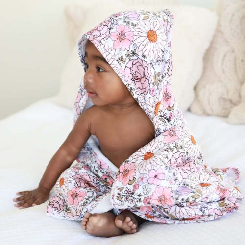 Bamboo Hooded Towel | Purple Floral