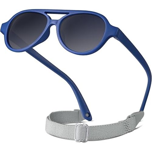 RIVBOS Baby Wrap Polarized UV400 Sunglasses - Soft Frame with Secure Strap for Infant and Newborn (0-24 Months) RBK068