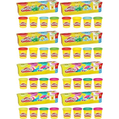 Play-Doh Bulk 4 Pack Vibrant Colors, 32 Colorful 3 Ounce Cans of Modeling Compound, Kids Arts & Crafts, Preschool Toys for Girls & Boys 3+