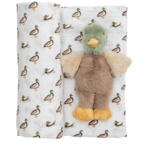 Mallard Swaddle And Rattle Set