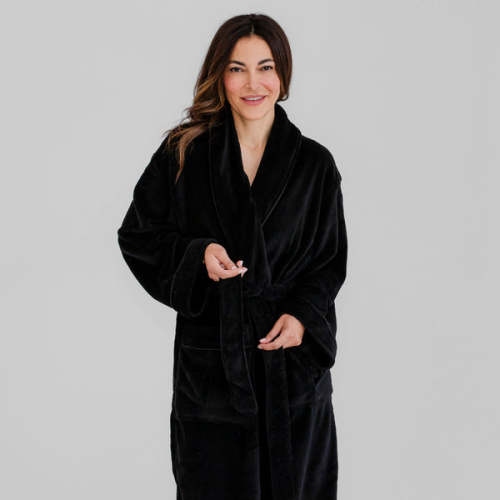 Supreme Fleece Plush Spa Robe - Black 2XL / Black