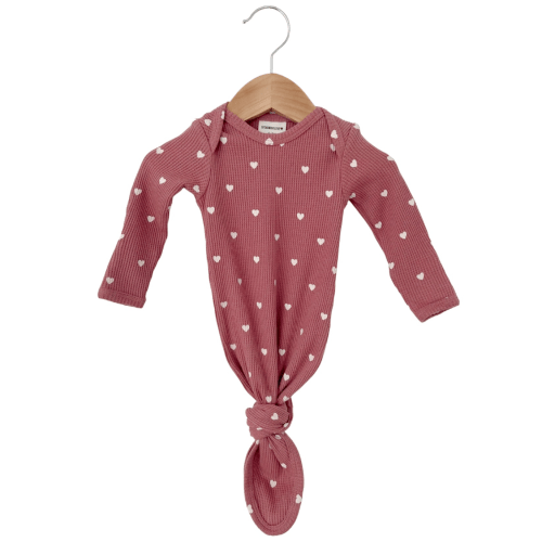 Organic Waffle Knotted Gown, Mauve Heart